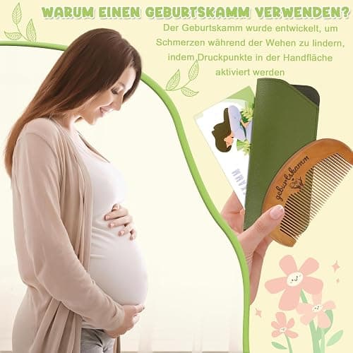 Kaempe Geburtskamm Wehenkamm, Holzkamm, Schwangerschaft Geschenk Für Mutter, Kamm Holz, Birth Comb, für Angstlinderung, Natürliche Schmerzlinderung, Stresslinderung thumbnail 3