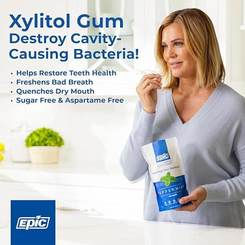 Epic 100% Xylitol Fresh Fruit Chewing Gum - Sugar Free, Aspartame Free Dental Gum - Supports Oral Health & Fresh Breath - 50 Pieces (Pack of 3) thumbnail 2