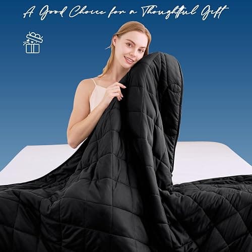 OMYSTYLE Weighted Blanket for Adults (30lbs, 88''x104'') - King Size Heavy Throw Blanket, Breathable and Cooling Microfiber Material with Premium Glass Bead for All Season Use, Machine Washable, Black thumbnail 8