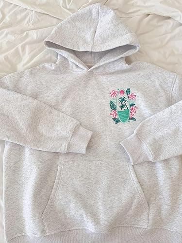 ROAONOCOMO Women Y2K Embroidered Hoodie Floral Graphic Oversized Pullover Hoodie Cute Animal Pocket Hooded Sweatshirts thumbnail 6