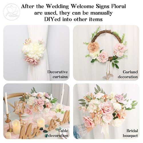 Odouzy Wedding Arch Flowers Kit,Artificial Flower Arch Decor (Set of 3),2pcs Artificial Flower Arrangement with 1pc Sheer Drape for Wedding Decor Reception Backdrop Floral Decorations (Light Pink) thumbnail 6