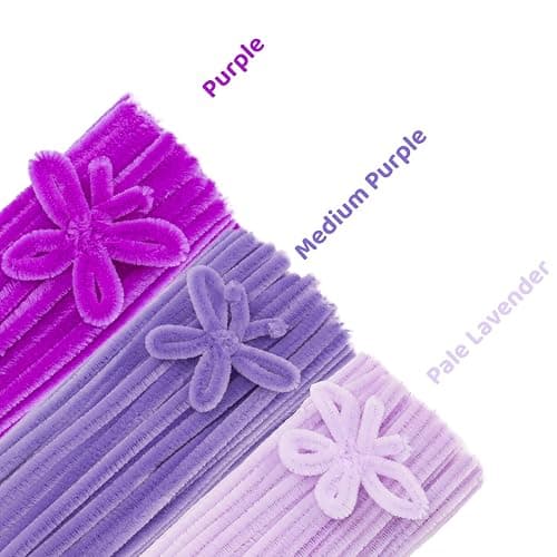 GUWINA 300Pcs Purple Pipe Cleaners 12'' Long 0.3'' Thick, Fluffy Chenille Stems Set for DIY Arts & Crafts, Colored Fuzzy Sticks Craft Supplies for Making Flowers & Festive Decorations(Gradient Purple) thumbnail 2