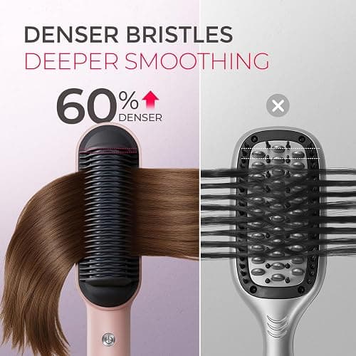 TYMO Ring Hair Straightener Brush, 2-in-1 Straightening Brush & Hot Comb | 20s Fast Heat, 5 Temp Settings & Anti-Scald, Perfect for Professional Salon at Home, Sakura Pink thumbnail 4