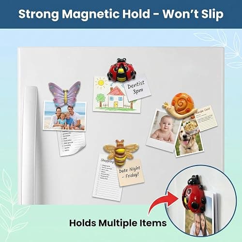 YOJO 12 Pcs Insect Fridge Magnets Set, Cute Bug Decorative Refrigerator Magnets for Kitchen Whiteboard Office Cabinets, Fun Novelty Animal Magnet Gift for Birthday Christmas Housewarming thumbnail 3