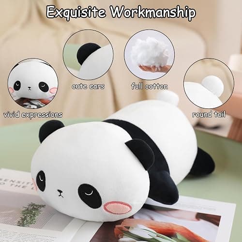 SQEQE Beschwerter Panda-Plüsch, beschwertes Panda-Plüschtier für Angst, niedliches Plüschtier, weiches Pandabär-Kissen, Spielzeug, Geschenk für Kinder und Erwachsene, 24 cm, 0,4 kg thumbnail 4