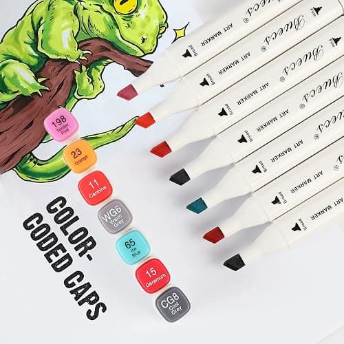 Buecs Alcohol Markers: Double Tipped Art Marker, 60 Count, suitable for Adults Artists Painting, Coloring Drawing Sketching, Multicolor thumbnail 5