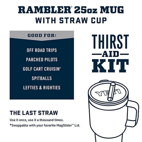 YETI Rambler 25 oz Tumbler with Handle and Straw Lid, Travel Mug Water Tumbler, Vacuum Insulated Cup with Handle, Stainless Steel, Charcoal thumbnail 3