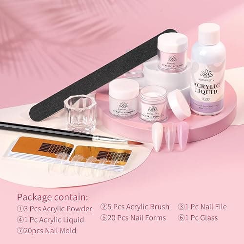 BORN PRETTY Acrylic Nail Kit - Powder & Liquid Set, Pink, White, Clear Acrylic Powder with Nail Liquid Monomer for Quick Gel Extensions thumbnail 8
