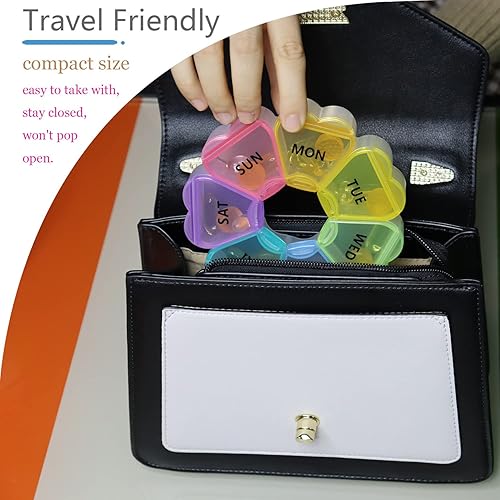 MOLN HYMY Cute Weekly Pill Box 7 Day, Heart Shaped Pill Case Organizer 1 time a Day, Purple Pink Pill Container Once Daily, Large Medicine Dispenser for Vitamin/Fish Oil/Medication/Supplements thumbnail 9