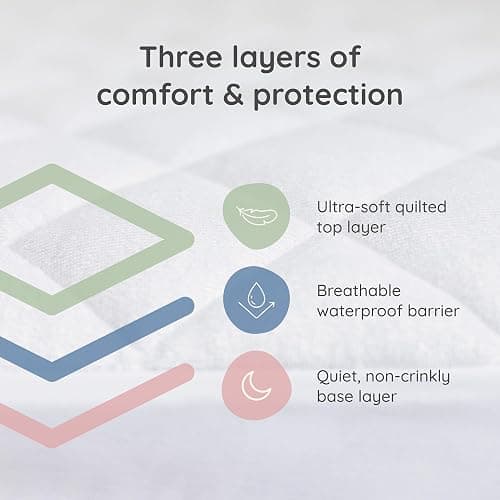 Margaux & May Crib Mattress Protector, 2 Pack – 100% Waterproof Baby Crib Mattress Protector Pad, Highly Absorbent Quilted Cover, Oeko-TEX® Certified, Noiseless, Fitted 28" x 52" Standard Crib Fit thumbnail 4