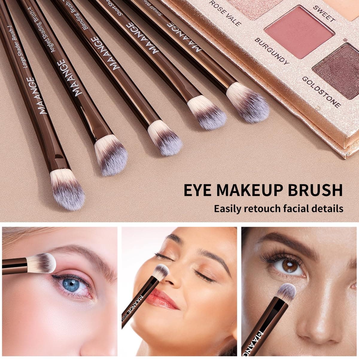MAANGE 16PCS Makeup Brush Set Travel Makeup Brushes for Liquid Powder Contour Concealer Cream Cosmetics Blending Eyeshadow Eyeliner (Coffee) thumbnail 4