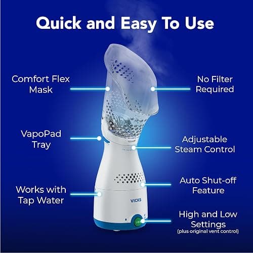 Vicks Sinus Inhaler, New & Improved Non-Medicated Steam Inhaler for Sinus Relief, Allergies, Congestion & Colds, Vocal Steamer, Soothes Nasal & Throat Passages, Works with VapoPads (1 Included) thumbnail 3