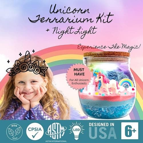 Unicorn Light Up Terrarium Kit for Kids I DIY Unicorn Toys Craft Kits for Kids I Terrarium Jar Night Light for Kids Crystal Growing Kit I Unicorn Gifts for Girls Age 4-12 - Unicorn Terrarium thumbnail 5