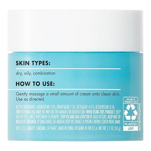 e.l.f. Holy Hydration! Face Cream Broad Spectrum SPF 30 Sunscreen Moisturizer, Made with Hyaluronic Acid, Niacinamide & Peptides, Lightweight Daily Protection, 1.7 oz thumbnail 5
