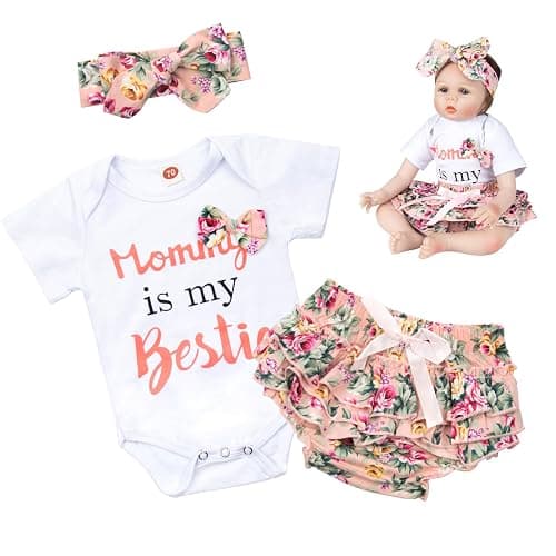 Reborn Baby Dolls Girl Clothes 20-22 inch Reborn Newborn Baby Doll Clothes Accessories 3Pieces Printing Suits - Image 1