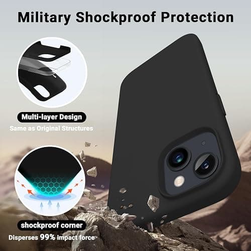 AOTESIER Compatible with iPhone 15 Case, Full Body Food-Grade Silicone Wear-Resistant, Anti-Drop Protection with Soft Anti-Scratch Microfiber Lining Phone Case for iPhone 15, 6.1 inch, Black thumbnail 4