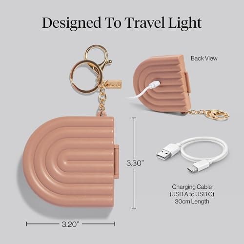 Kitsch Compact Mirror Keychain – Travel Makeup Mirror with Lights, Small Lighted Dual-Magnification Pocket Mirrors, USB-Rechargeable, Ideal for Your Touch-Ups While On Travel – Terracotta thumbnail 4
