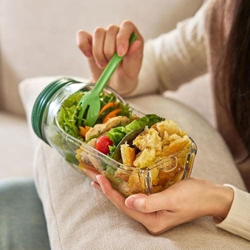 Ukisisi jar salade,Dosette à salade, pot à salade portable avec ouverture latérale,bol à salade fraîche,étui à sauce anti-fuite,Bocaux À Salade,Récipient À Pour Déjeuner,fruits thumbnail 7
