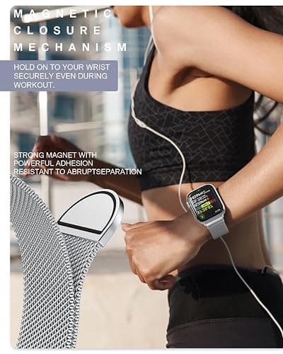 Original Stainless Steel Milanese Loop Compatible with Apple Watch Band 38mm 40mm 41mm 42mm 44mm 45mm 46mm 49mm, Magnetic Clasp Band for iWatch Series 11 10 9 8 7 6 5 4, SE 3 2 1 Ultra3 2, Women & Men thumbnail 3