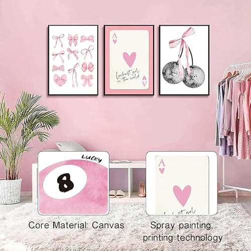 4 Stück Zimmer Poster Aesthetic,Clean Girl Room Decor,25 X 20 CM Ungerahmte Wanddrucke,4 Stile Wandposter,Mit Rosa Motiv Adrette Wandkunstdrucke,Wand Deko Bilder,Aesthetic Room Decor Clean Girl thumbnail 3