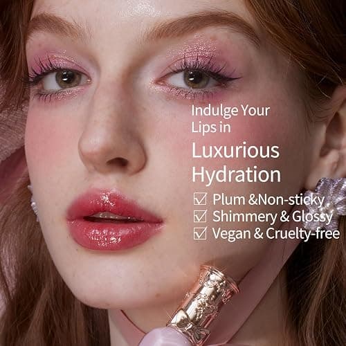 Flower Knows Violet Strawberry Rococo Glowy Lip Gloss,Moisturizing Shimmery Hot Pink Plumping Lip Oil,Hydrating Lip Tint for Girls&Women,Vegan & Cruelty-Free,0.12 Fl Oz(G02 Rasberry Booze) thumbnail 6