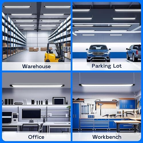 hykolity 4FT Linkable LED Shop Light,44W 4600LM 5000K Daylight,8 Pack | Plug-in Hanging/Surface Mount Utility Light, Daisy Chain Shop Lights for Garage,Workshop,,Warehouse,Utility Room,Black thumbnail 7