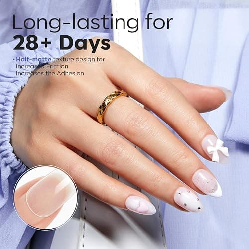 Modelones Short Almond Fake Nail Tips - 510Pcs Gel Tips Pre-shaped Half Matte Full Cover Clear Acrylic Gel Kit False Press on Nails for Extension DIY Salon 15Sizes thumbnail 2