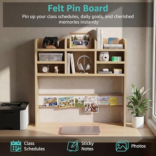 37 Inch Natural Wood Desk Hutch Dorm Top Only With Felt Board For College thumbnail 5