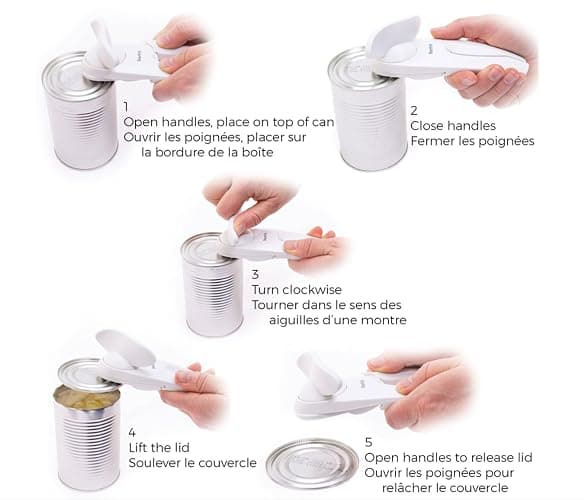 Starfrit Little Beaver Can Opener - Safe - Holds Lid and Leaves No Sharp Edges on Lid - Comfort Grip - 3-Year Warranty - White thumbnail 4