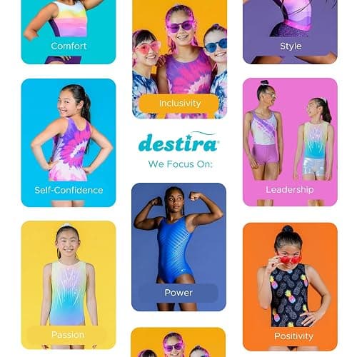 Destira Premium Closed Back Gymnastics Leotards for Girls - Snug Performance Fit (Size Up for Comfort), GIRLS/CHILD Sizes thumbnail 6