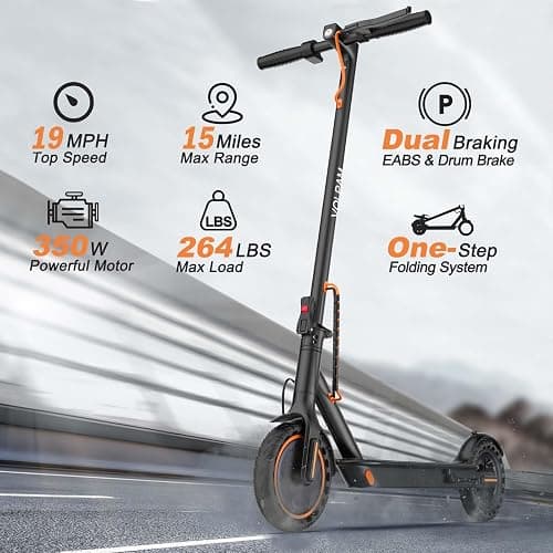 VOLPAM Electric Scooter, 350W/500W Powerful Motor, 8.5"/10" Solid Tires, 19/22Mph, 28/23/21/16 Miles Max Range, Dual Braking thumbnail 2
