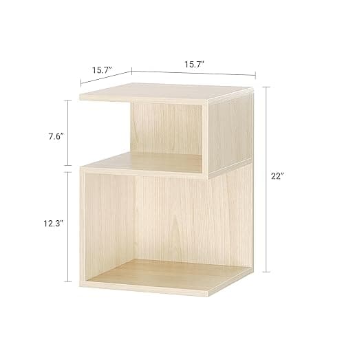 ODIKA Tokyo S Flip Minimalist 3 Tier End Table - Minimalist 3-Tier Wood Nightstand for Small Spaces with Open Storage - Japanese-Inspired Bedside Table for Bedroom (Reverse, Natural) - Standard - Ƨ - Natural thumbnail 3