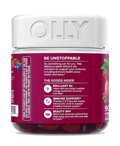 OLLY Women's Multivitamin Gummy, Vitamins A, D, C, E, Biotin, Folic Acid, Adult Chewable Vitamin, Berry Flavor, 45 Day Supply - 90 Count thumbnail 9