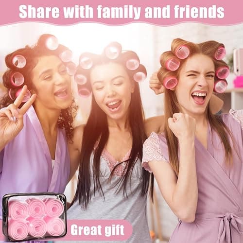 4 Sizes Self-Grip Hair Rollers Set for Long, Short Hair and Bangs - 50 Pcs with Clips (25mm, 36mm, 48mm, 60mm), Pink thumbnail 7