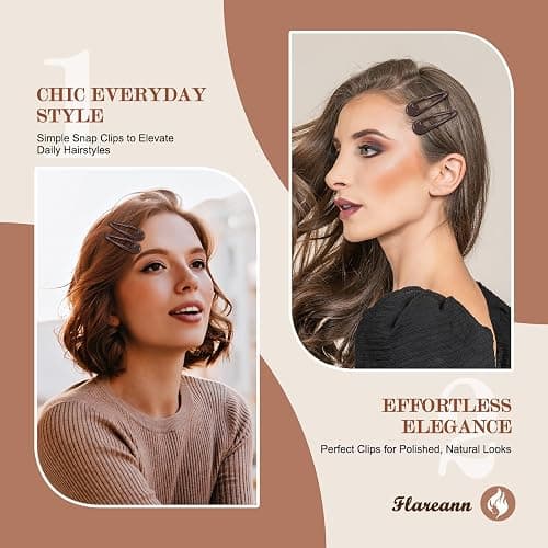 FLAREANN Glossy Brown Snap Hair Clips, 50 PCS Hair Barrettes for Women | non-slip metal design in warm neutral brown tones, everyday minimalist hair accessories, 2 Inch thumbnail 6