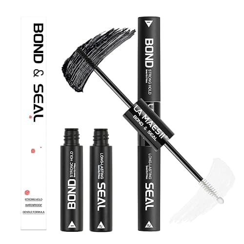 LA MAESII Lash Cluster Glue,Lash Bond and Seal Waterproof,Bond & Seal Lash Glue for Eyelash Cluster,Black Long-Lasting 72H Latex Free（10ml） - Image 1