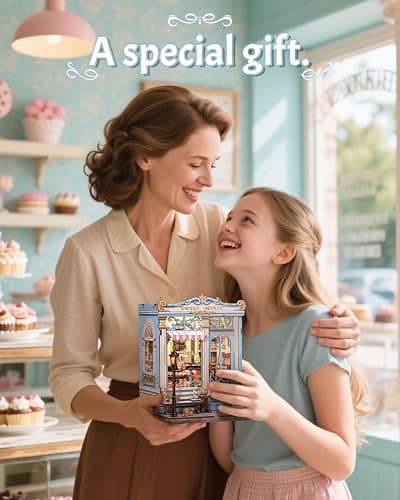 CUTEBEE Book Nook Kit - DIY Miniature House Bakery Patisserie Dollhouse Kit for Adults, Booknook Tiny House Bookshelf Decor 3D Wooden Puzzle, Gifts for Family, Friends (Sweet Marie) thumbnail 2