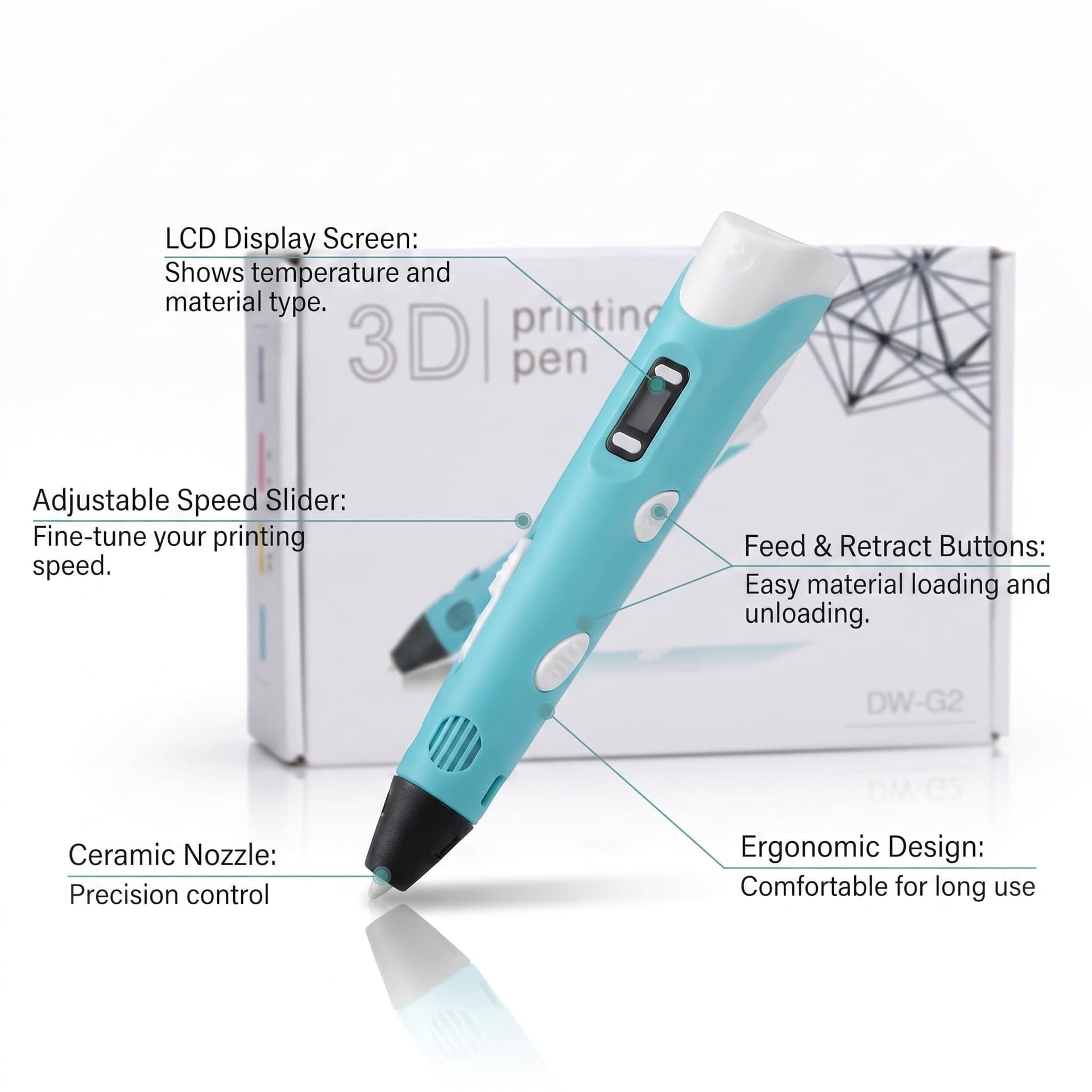 3D Pen with LCD Display - USB Powered 3D Printing Pen with 3 start colors of PLA Filament, 3D Pens for Kids, Creative Educational Gift thumbnail 6