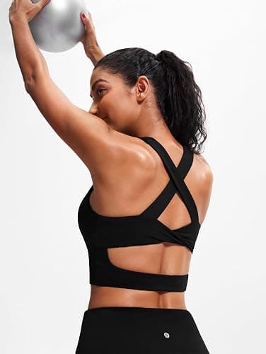 Sports Bras for Women Criss-Cross Back Padded Workout Tank Tops Medium Support Crop Tops for Women thumbnail 4