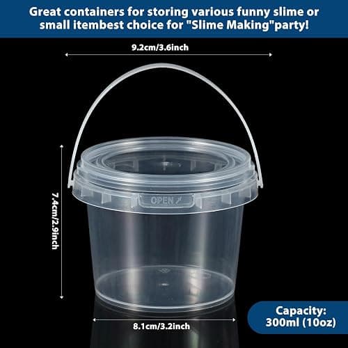Maxcheck 100 Pcs Clear Containers Bulk with Lids and Handles Plastic Clear Storage Bucket Containers Mini Storage Case for Party DIY Art Craft Pigment Dough Cotton Candy Lotion Small Tools (10oz) thumbnail 2