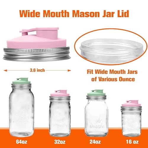 Palksky Mason Jar Drinking Lids 2 Pack, Wide Mouth Stainless Steel Sip Lid with Heat-Resistant Silicone Cover, Leakproof Airtight Flip Cap, Durable Mason Jar Accessories for Coffee & Drinks thumbnail 3