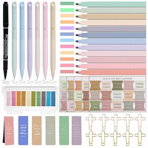 HRFGWDD Bible Study Supplies [41 PCS] for Women - Bible Journaling Kit with No Bleed Highlighters & Pens, Bible Tabs Set and Bible Verse Gifts for Scripture Study - Image 1