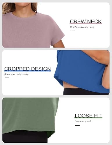 Dalavch 4/6 Pack Women's Crop Top Short Sleeve Athletic Workout Yoga Running Gym Casual Tees T-Shirts Loose Fit thumbnail 4
