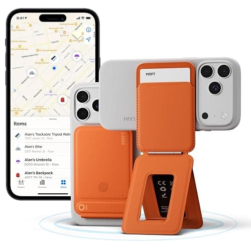 MOFT Trackable Tripod Wallet, Find My MagSafe Wallet Card Holder with Adjustable Phone Tripod Stand, 4-in-1 Magnetic Phone Wallet for iPhone 17/16/15/14/13/12 Series, Slim Minimalist Wallet,Terracotta - Image 1