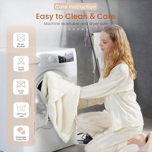 Heated Throw Blanket Electric Blanket with Built-in Button Controller 50"x60" One-Touch Ultra Cozy Soft Warm Heating Electric Blanket with 4 Heat Levels & 4 Hours Auto-Off Overheat Protection thumbnail 7