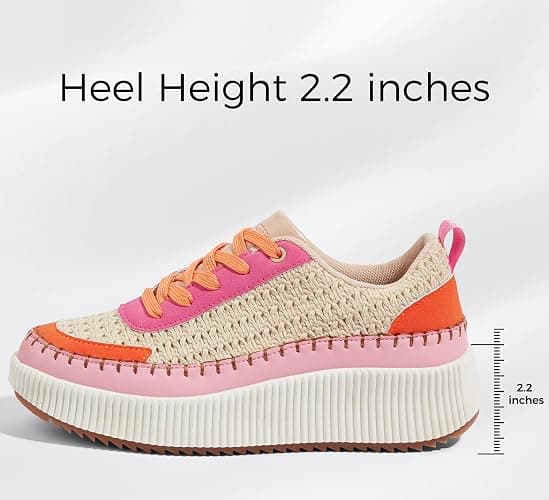 LUCKY STEP Women's Platform Sneakers Rhinestone Fashion Chunky Casual Sparkly Retro Braided Walking Shoes thumbnail 4