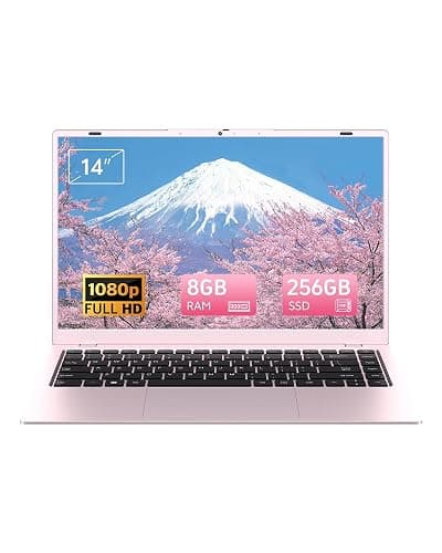 Zrasu 14" Pink Laptop Computer, Win11, Pentium Gold 6500Y (Up to 3.4GHz), 8GB RAM 256GB SSD, WiFi 5, BT 5.0, Portable Notebook for Study, Work, Entertainment - Image 1