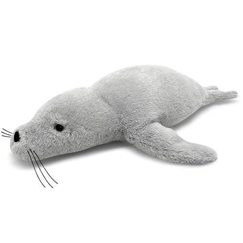 CSVBTRF Weighted Stuffed Animals, 2 lb, 23" Seal Plush Gift for Kids - Grey Hug Seal Plush Animals - Image 1