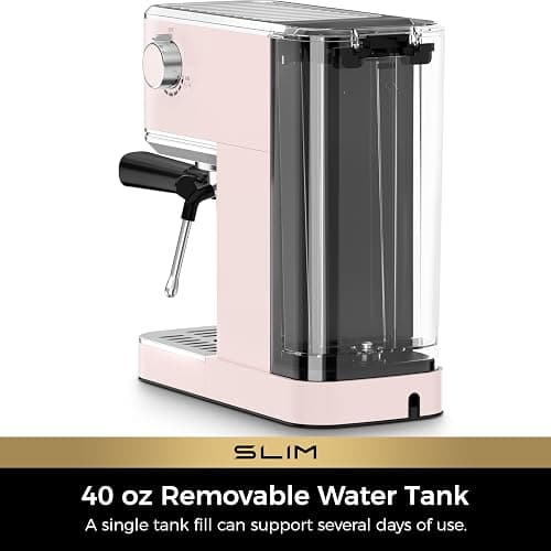 CHULUX Slim Espresso Machine with Milk Frother for Home Latte, Light Pink | Precise Pressure Gauge, Food-Grade Materials, 20 Bar Italian Pump, Professional Temperature Control System, Stainless Steel thumbnail 8