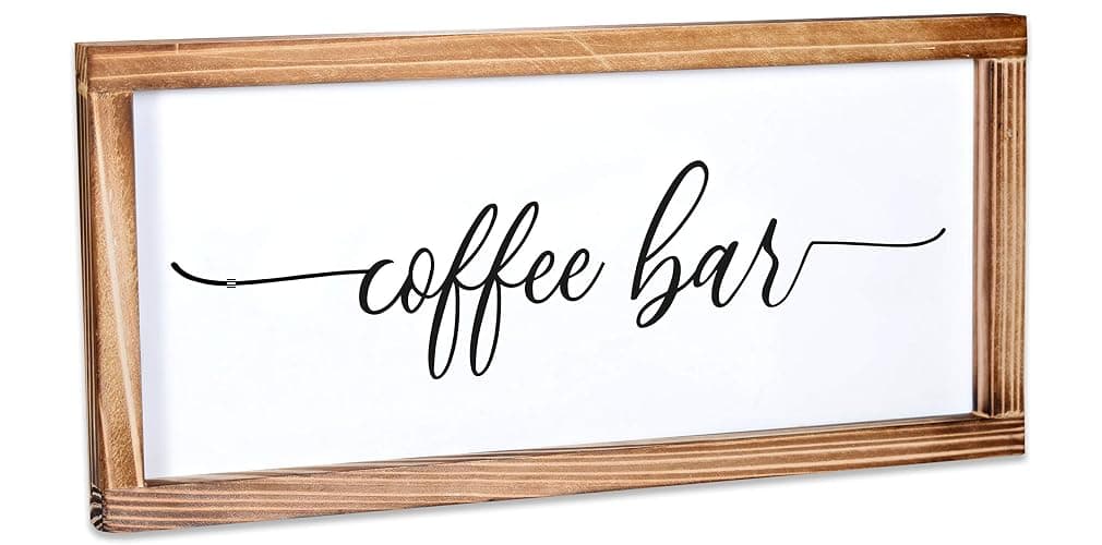 Coffee Bar Sign Decor 8x17 Inch, Coffee Sign Decor, Wooden Kitchen Wall Art | Easy Wall Mount Farmhouse Decor, Home Cafe Station Countertop Display, Housewarming Coffee Lover Gift, Breakfast Nook Styling thumbnail 8
